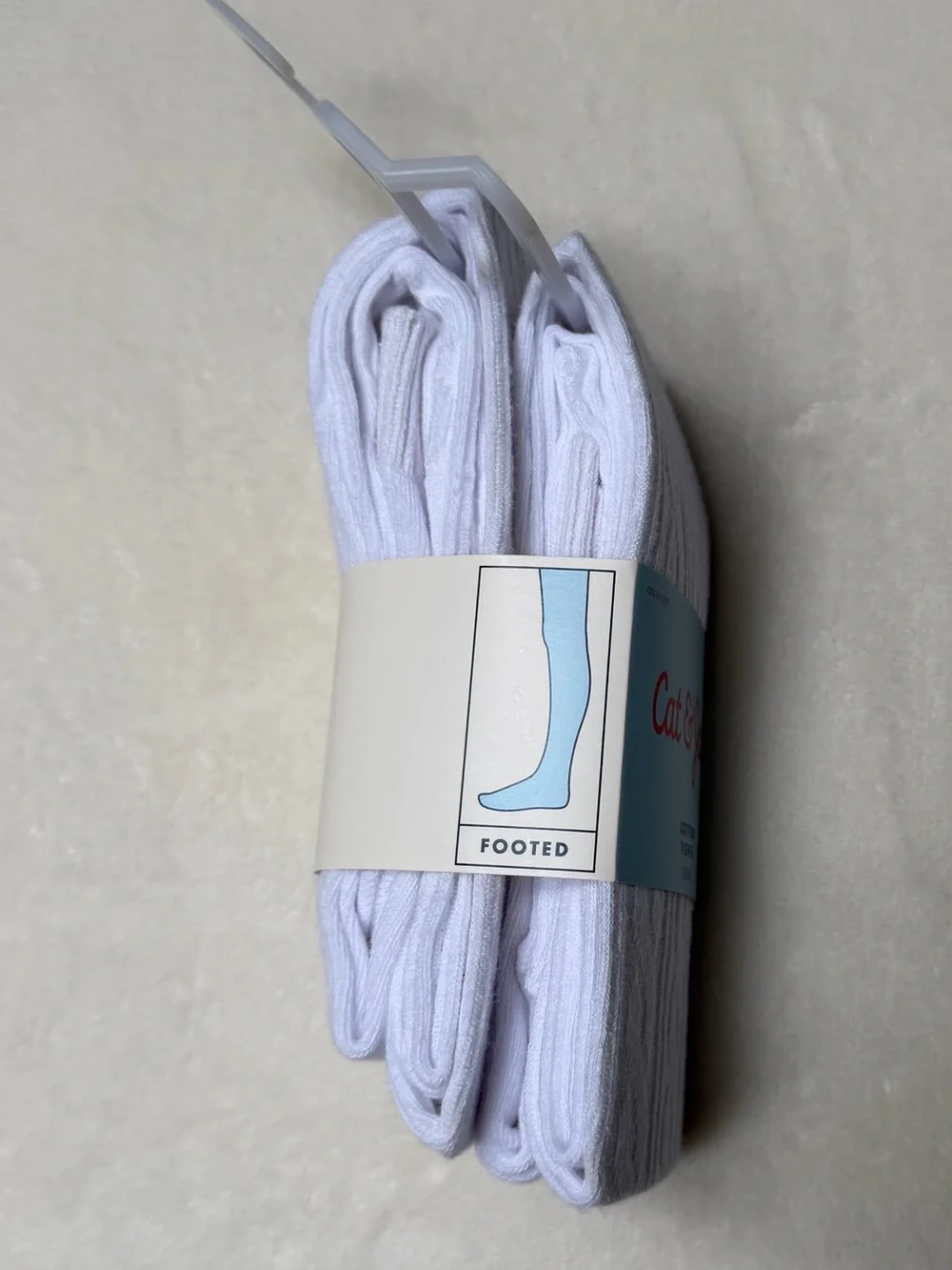 Cat & Jack White Cable-Knit Cotton Tights - 2 Pairs